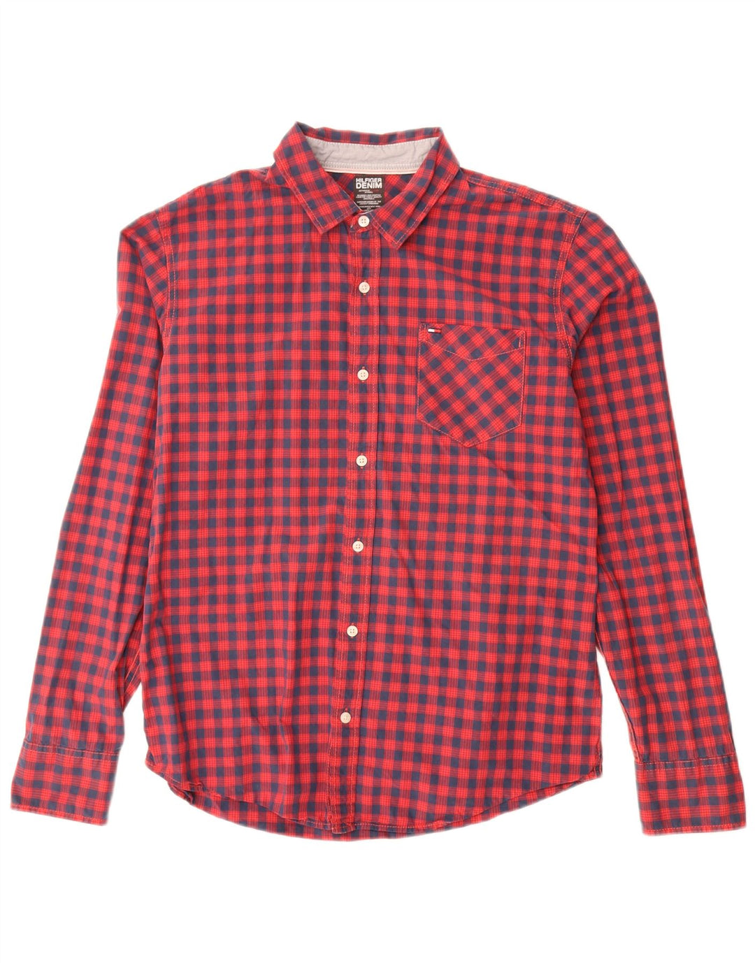 Tommy Hilfiger Chemise Homme Grand Carreau Rouge Coton