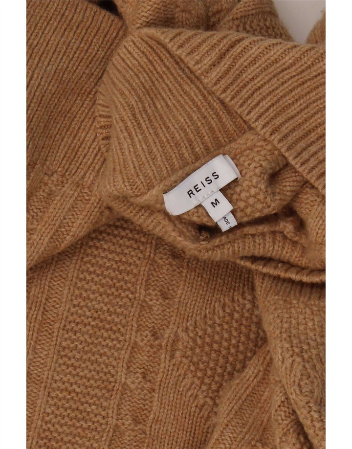 Reiss Pull surdimensionné à col roulé pour femme UK 14 Laine marron moyen