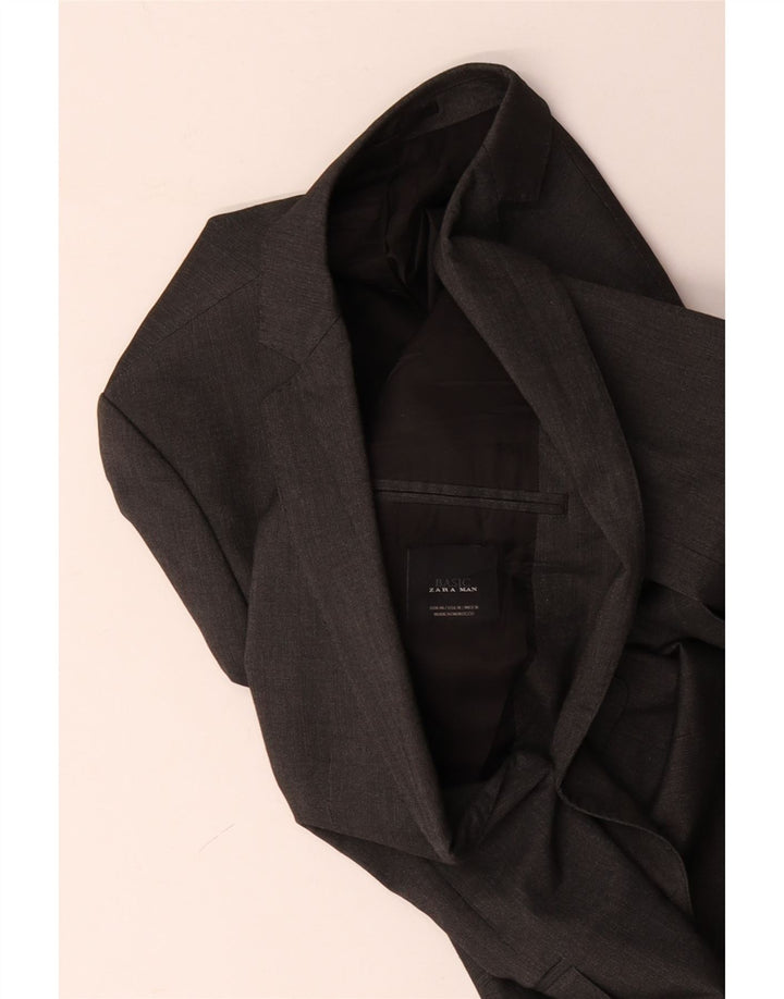 Zara Veste Blazer 2 Boutons Homme EU 48 Gris Moyen Viscose