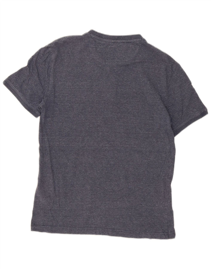 Superdry Homme T-Shirt Top Bleu Moyen Flecked Cotton