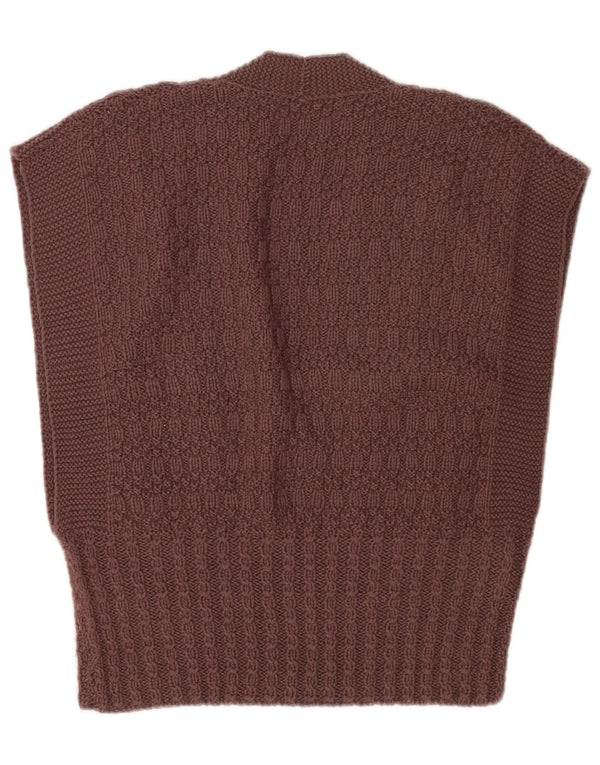 vintage Womens Vest Débardeur UK 10 Petit Brun