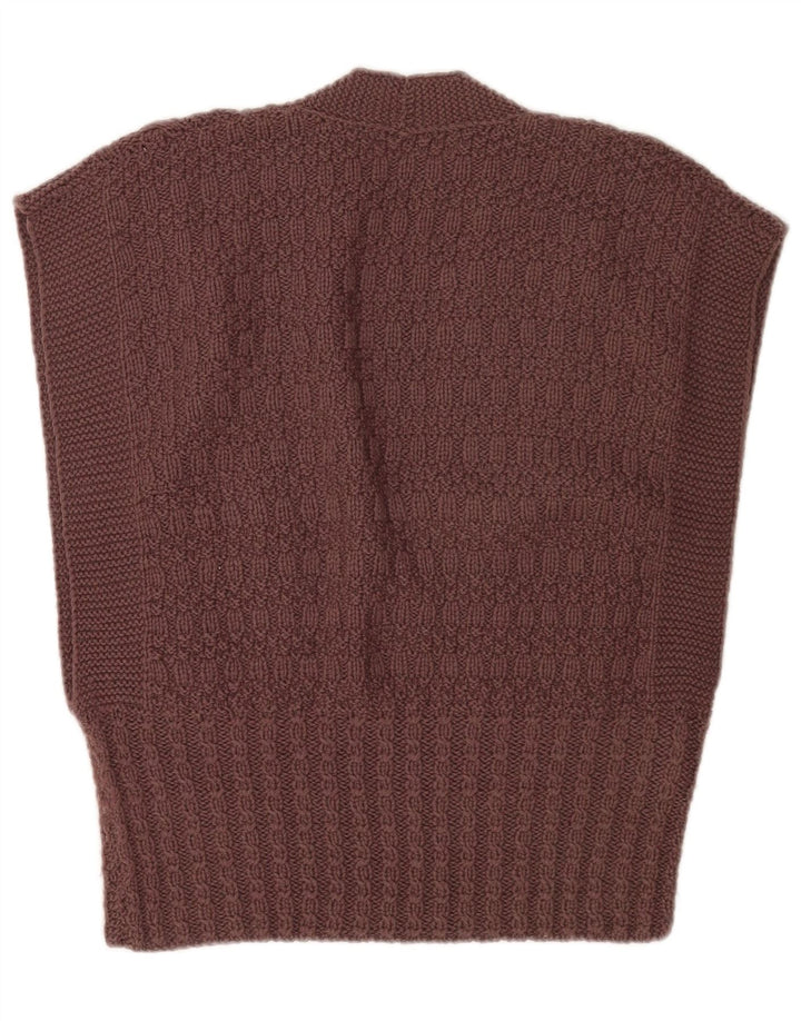 vintage Womens Vest Débardeur UK 10 Petit Brun