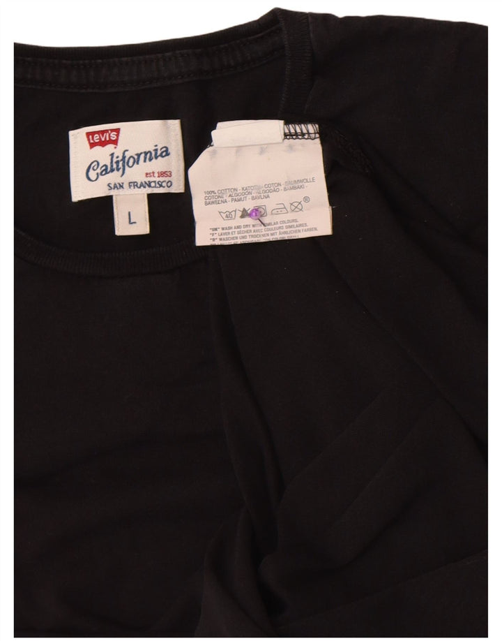 Levi's T-Shirt Femme UK 14 Large Noir Coton