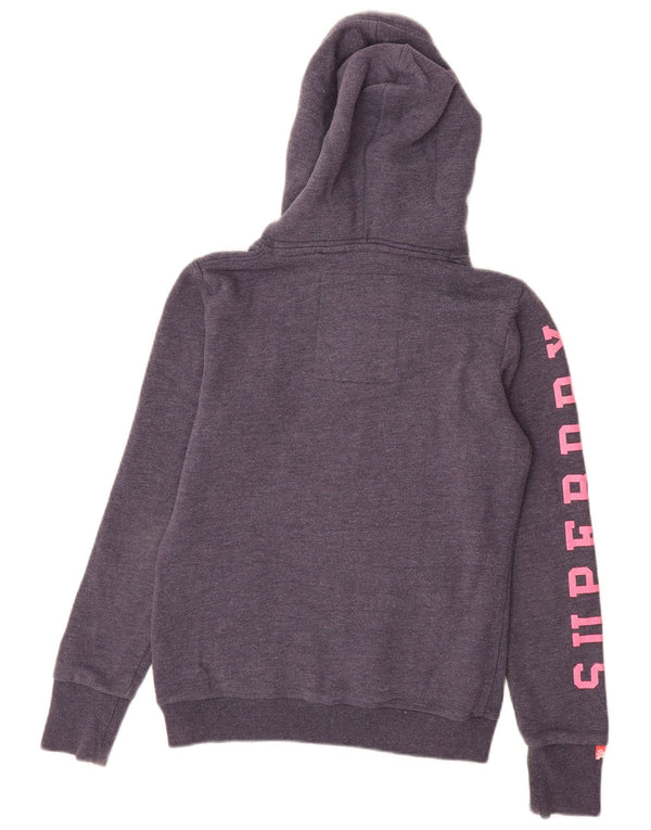 SUPERDRY Pull à capuche graphique pour femme UK 6 XS Bleu marine Coton