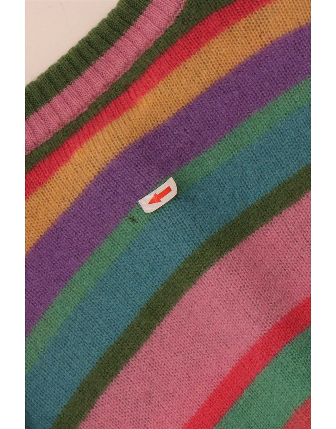 Benetton Cardigan Femme Pull UK 10 Petite Laine Rayée Multicolore