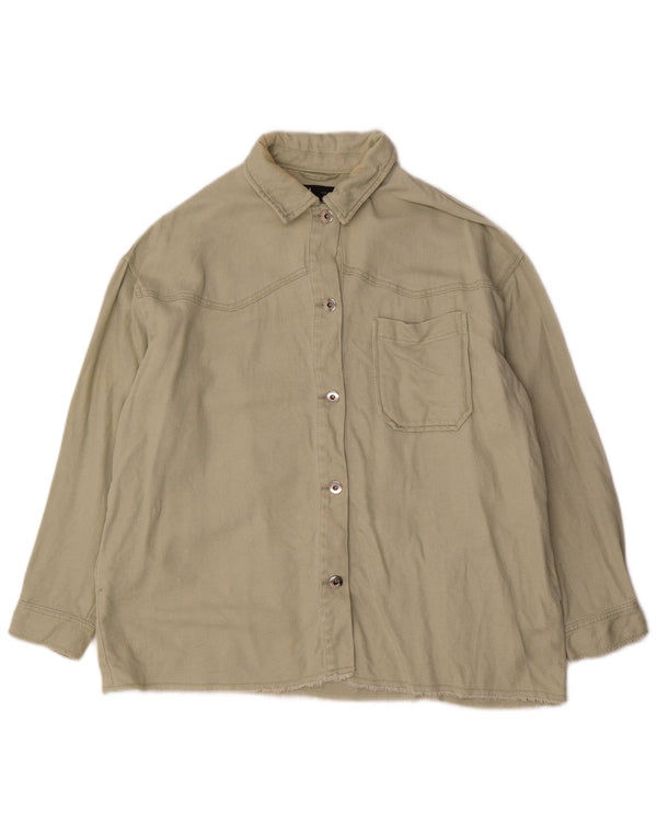 Zara Chemise surdimensionnée pour femme UK 14 Coton vert moyen