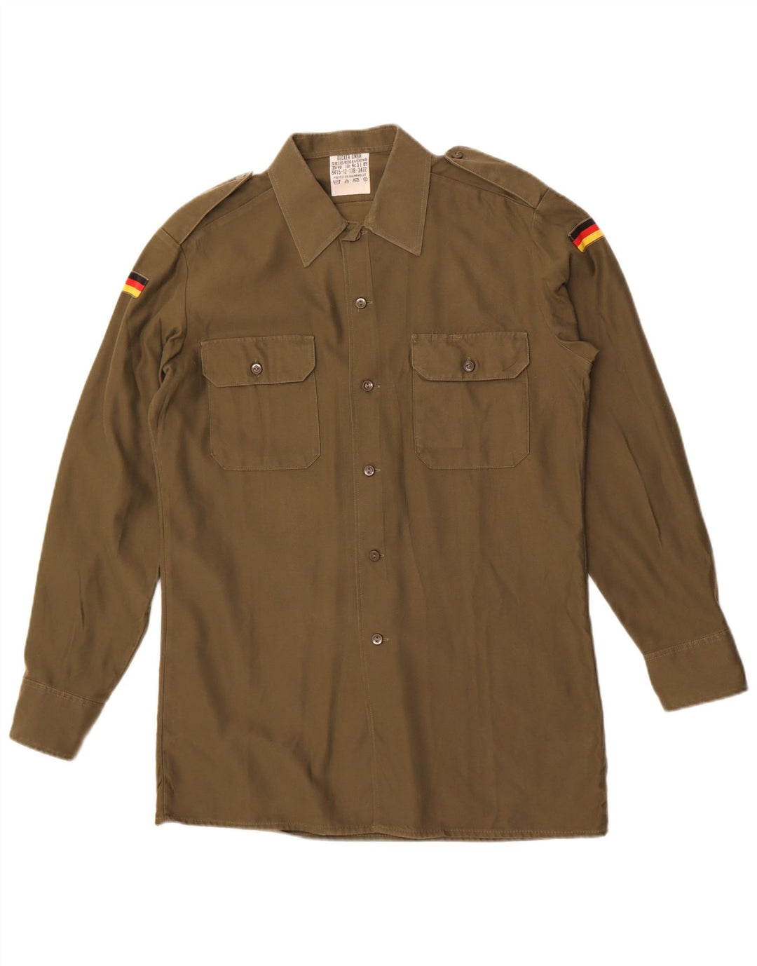 Chemise militaire vintage pour hommes Taille 39/40 Polyester kaki moyen