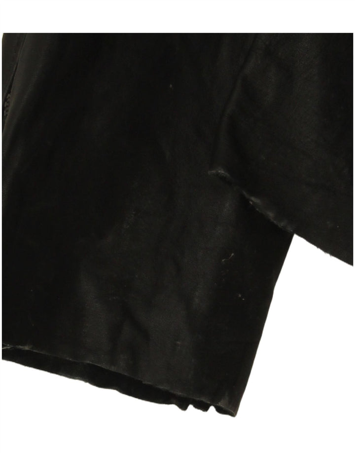 VINTAGE Combinaison en cuir sans manches femme UK 12 Cuir noir moyen