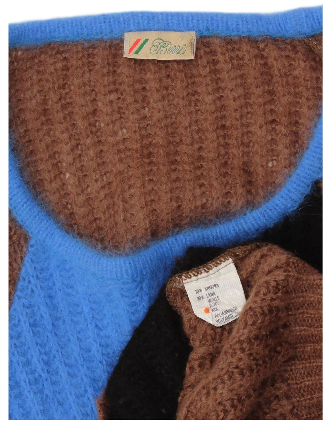 Berri Pull col bateau pour femme UK 44 Marron moyen Colourblock Angora