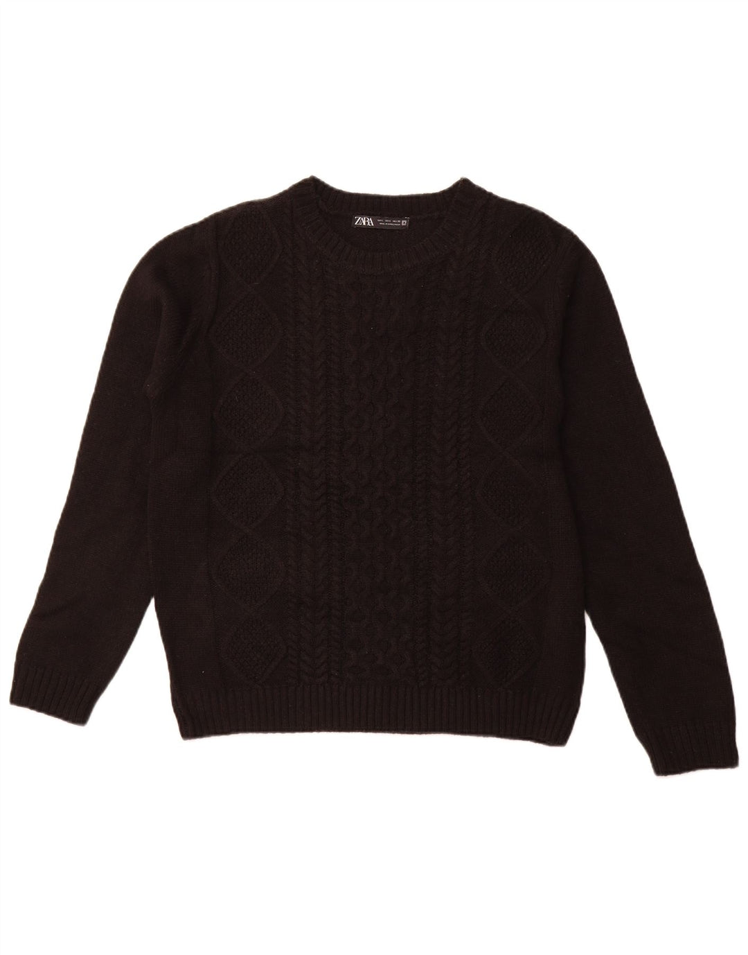 Zara Pull ras du cou pour femme UK 14 Grand Acrylique Noir