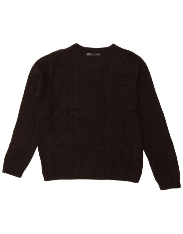 Zara Pull ras du cou pour femme UK 14 Grand Acrylique Noir