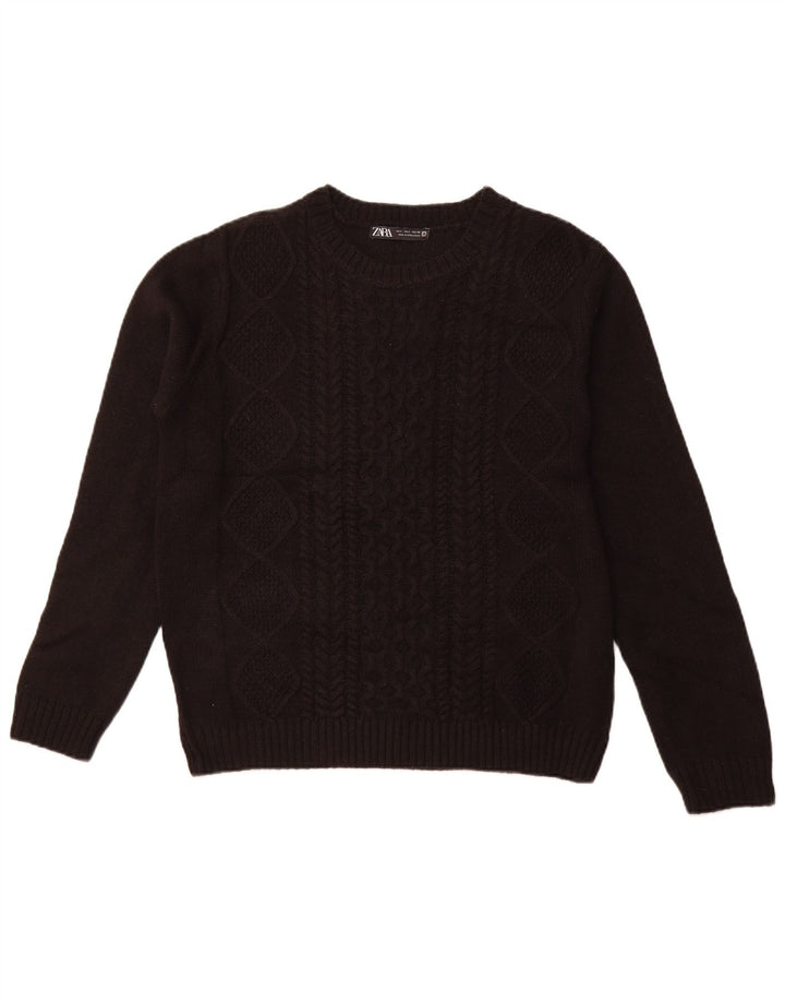 Zara Pull ras du cou pour femme UK 14 Grand Acrylique Noir