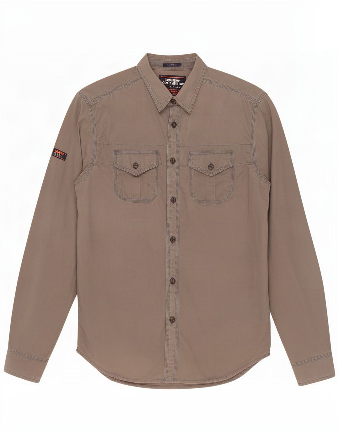 Superdry Chemise Regular Fit Homme Gris Moyen Coton