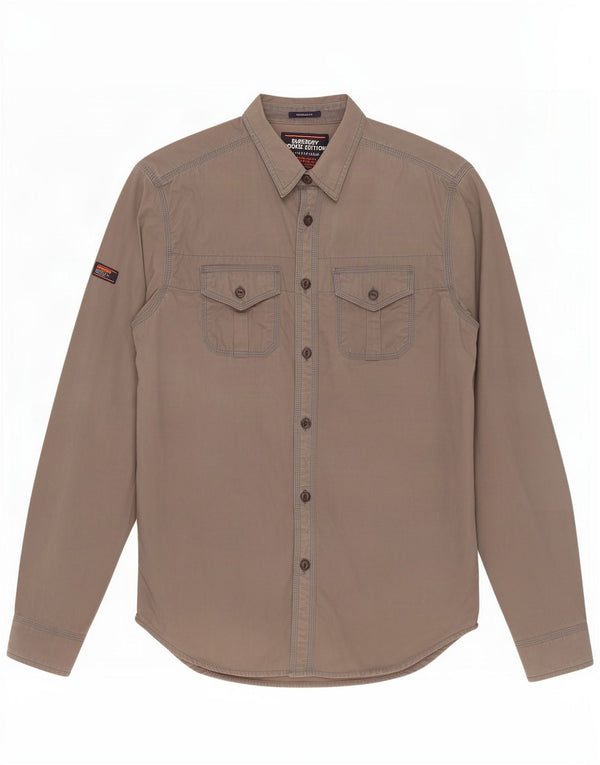 Superdry Mens Regular Fit Shirt Medium Grey Cotton