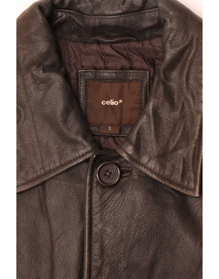 Celio Veste en cuir pour homme UK 36 Small Marron