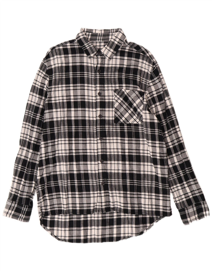 ORIGINAL USE Chemise en flanelle pour homme en coton à carreaux noirs moyens