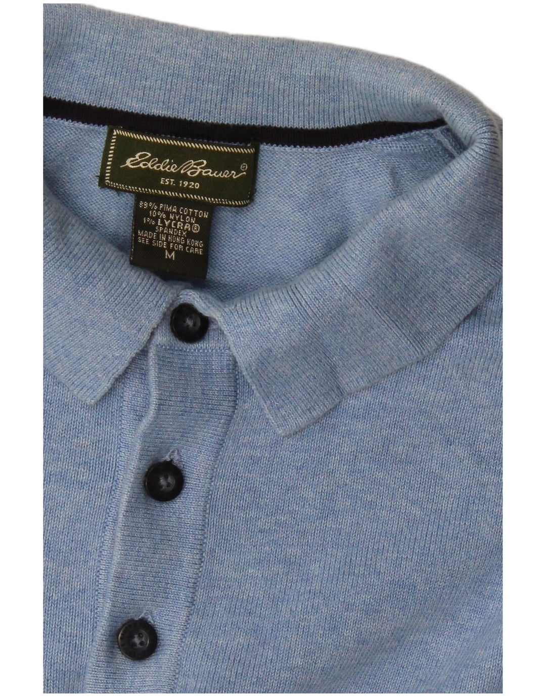 EDDIE BAUER Pull Col Polo Homme Bleu Moyen Coton