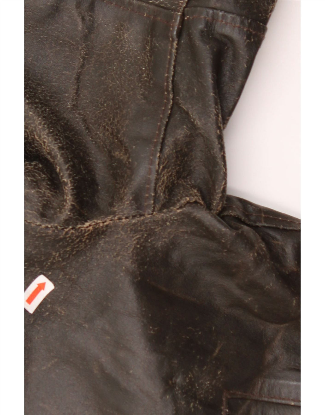 VINTAGE Veste en cuir à manches 3/4 femme UK 14 Cuir marron moyen