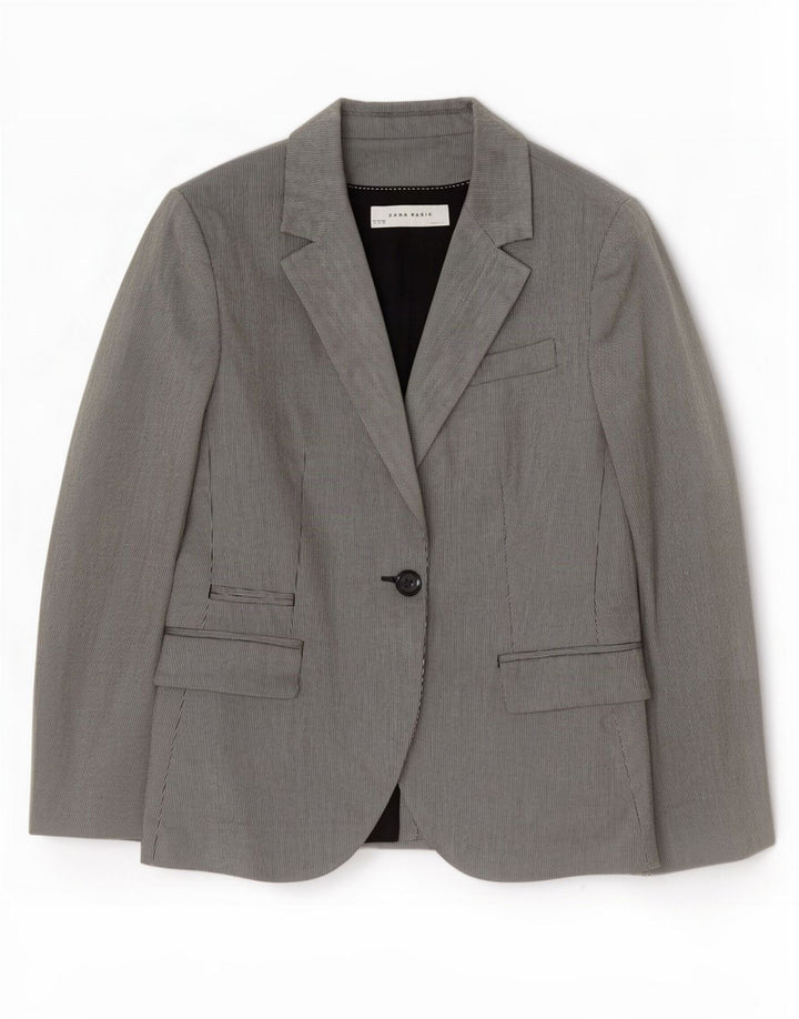 Zara Veste Blazer 1 Bouton Femme UK 12 Acétate Gris Moyen