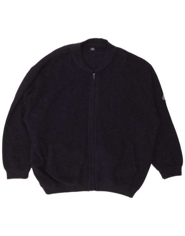 vintage Mens Cardigan surdimensionné Pull XL Laine Bleu Marine