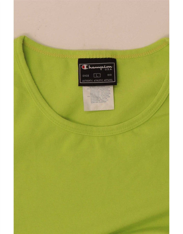 Champion T-Shirt Femme Top UK 14 Large Vert Polyester