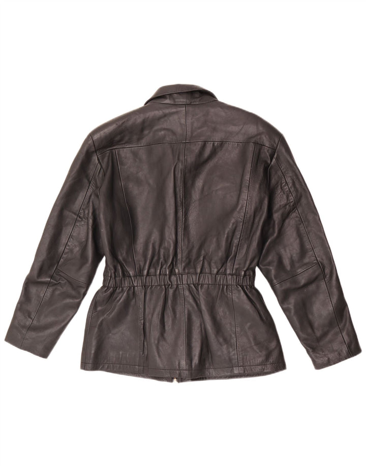 Veste en cuir surdimensionnée femme vintage EU 36 Petit cuir noir