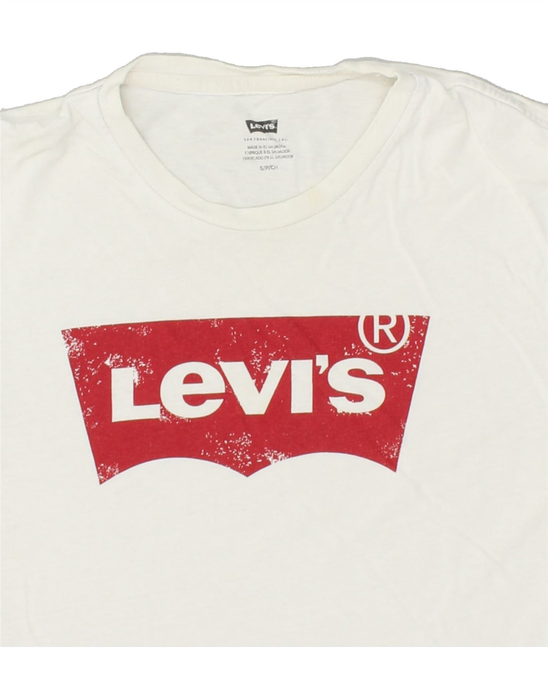 LEVI'S Mens Graphic T-Shirt Top Small White Cotton Vintage Levi's and Second-Hand Levi's from Messina Hembry 