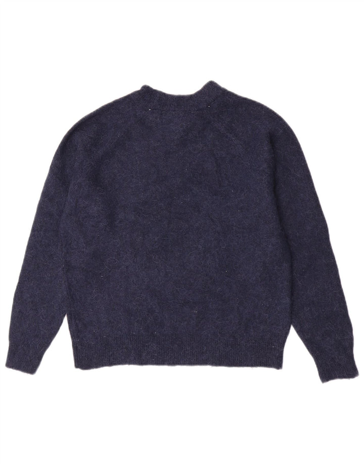 Zara Pull ras du cou pour femme UK 10 Petit Bleu marine Polyamide