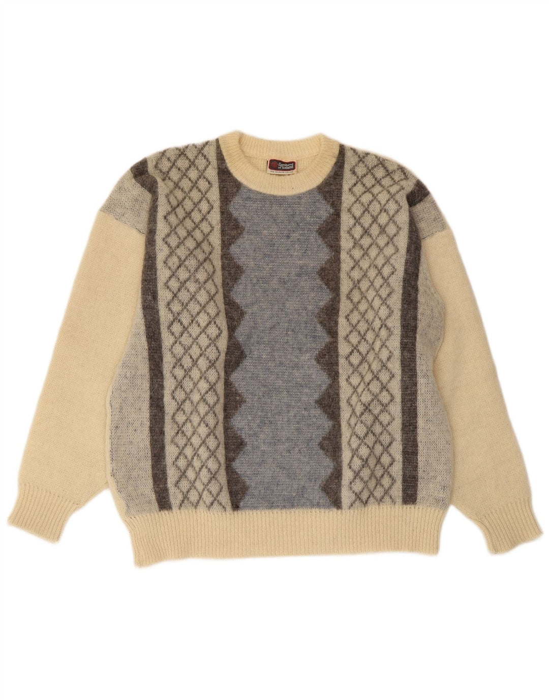 SAMBAND OF ICELAND Pull à col rond pour homme, grand beige