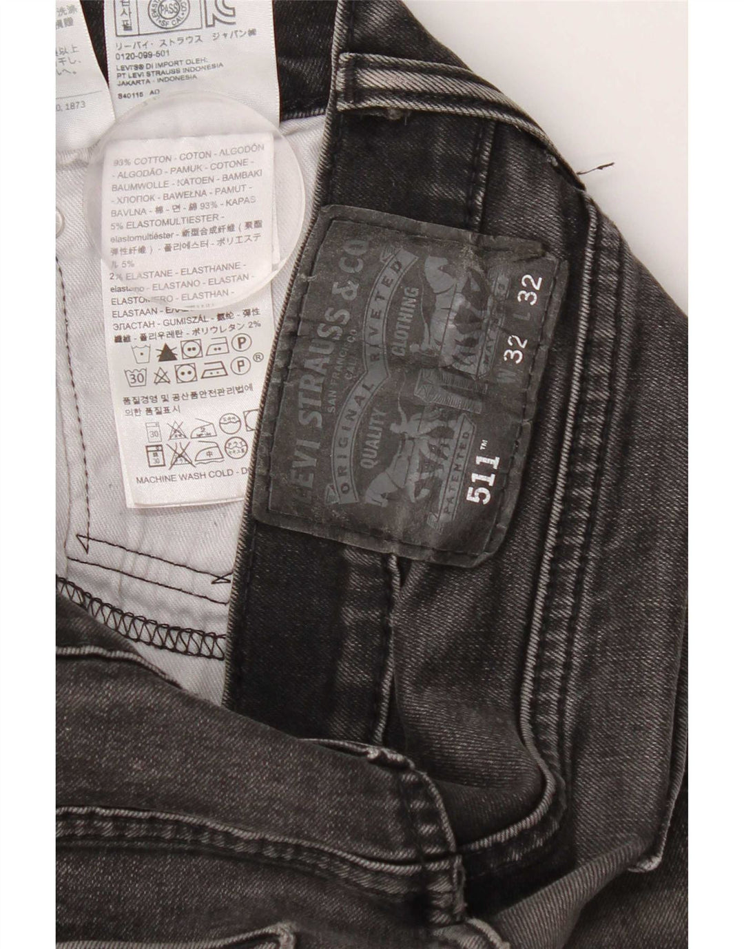 Levi's Jean Slim 511 Homme W32 L27 Noir Coton