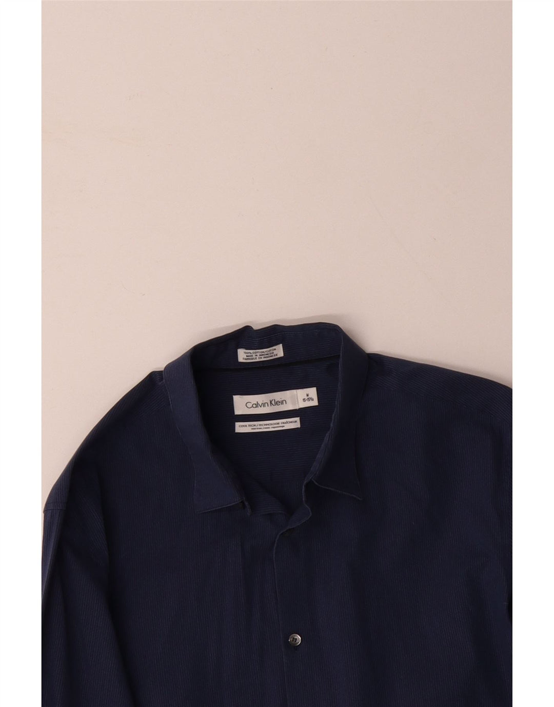 CALVIN KLEIN Chemise homme Taille 15 15 1/2 Coton à fines rayures bleu marine moyen