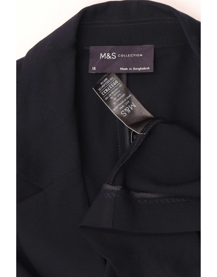 Marks & Spencer Veste Blazer Ouverte Femme UK 14 Large Bleu Marine Polyester