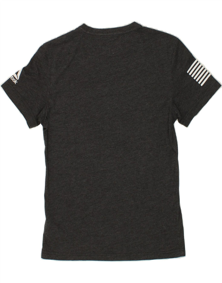 REEBOK Mens Graphic T-Shirt Top Small Grey Flecked Polyester Vintage Reebok and Second-Hand Reebok from Messina Hembry 