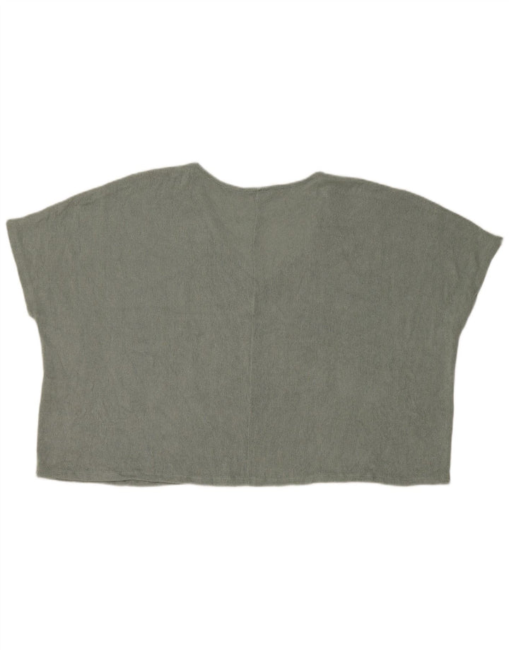Zara Womens Crop Oversize Knit Crop Top UK 14 Viscose Vert Moyen