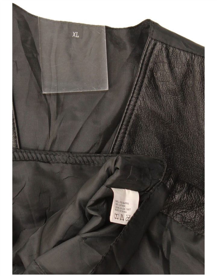 gilet homme vintage XL cuir noir