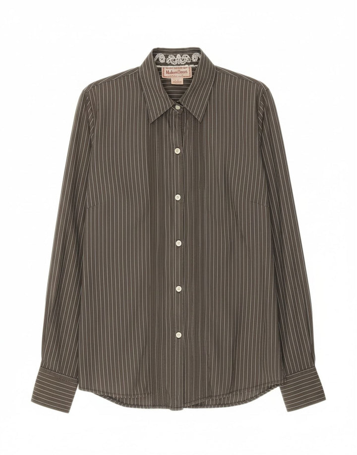 MARLBORO CLASSICS Womens Shirt Size 40 Medium Grey Striped