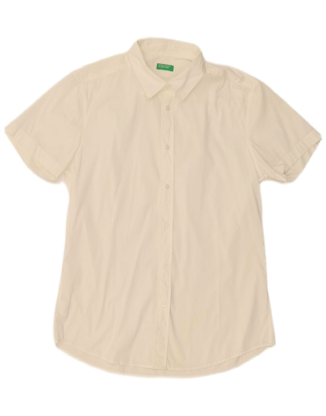 Benetton Chemise à Manches Courtes Homme Large Blanc Coton