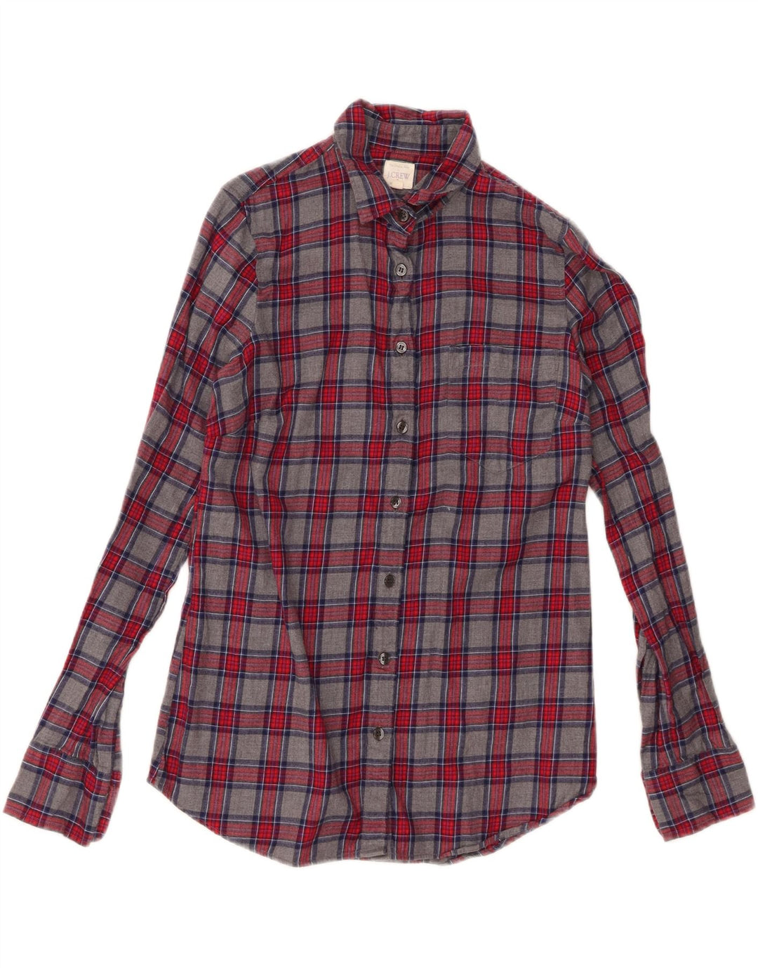 J. Crew Chemise en flanelle pour femme UK 6 XS Gris à carreaux en coton classique