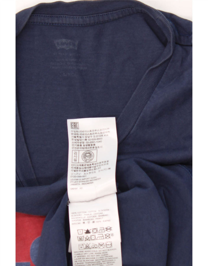 LEVI'S Mens Graphic T-Shirt Top Small Navy Blue Cotton Vintage Levi's and Second-Hand Levi's from Messina Hembry 