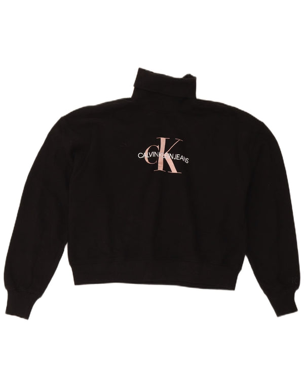 Calvin Klein Jeans Sweat-shirt court pour femme UK 10 Petit Noir