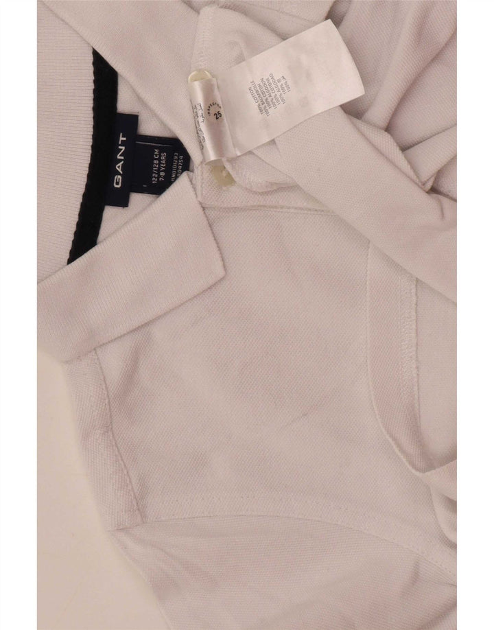 Gant Polo Regular Manches Longues Garçon 7-8 ans Blanc Coton