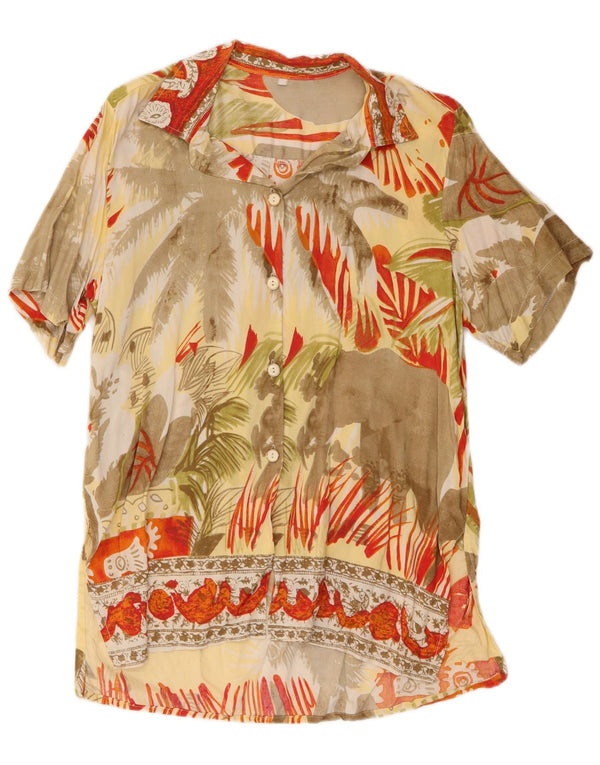vintage Womens Abstract Pattern Shirt Blouse UK 16 Grand Multicolore