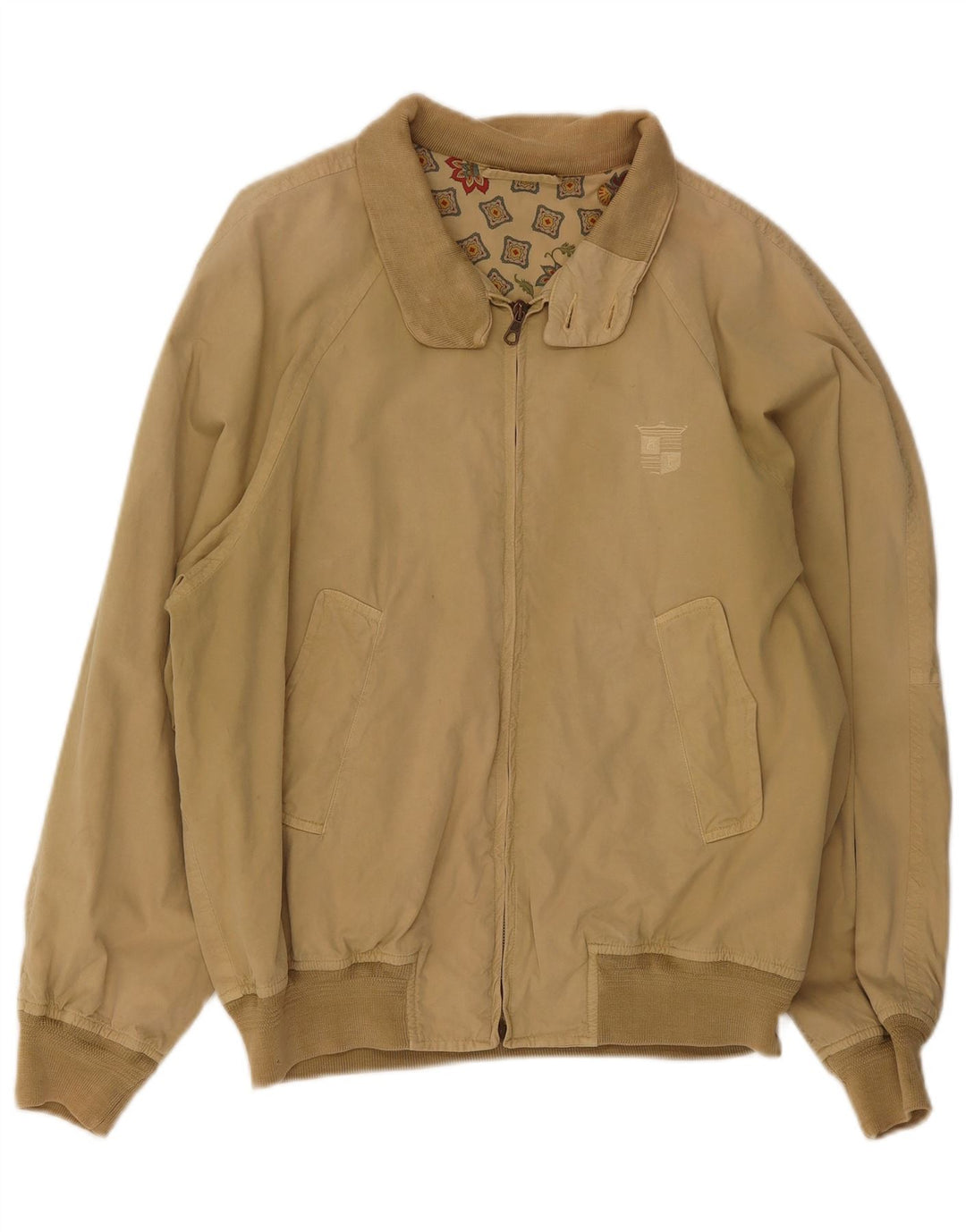 vintage Mens Bomber Jacket UK 40 Grand Coton Beige