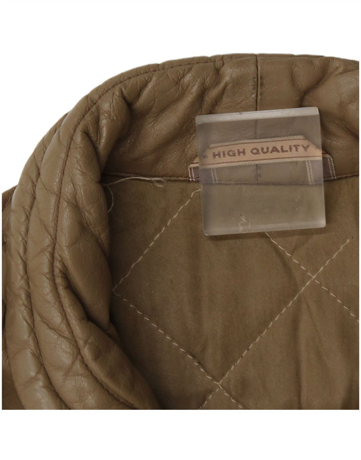 veste en cuir femme vintage UK 14 Medium Brown Colourblock