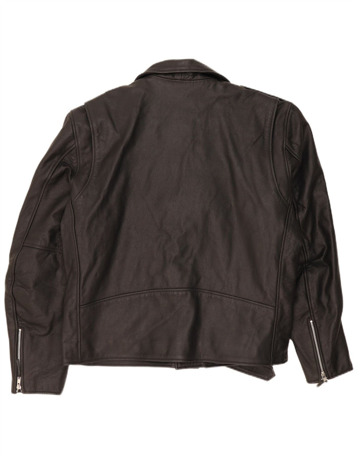 Highway 1 Veste de motard en cuir pour homme UK 52 4XL Cuir noir