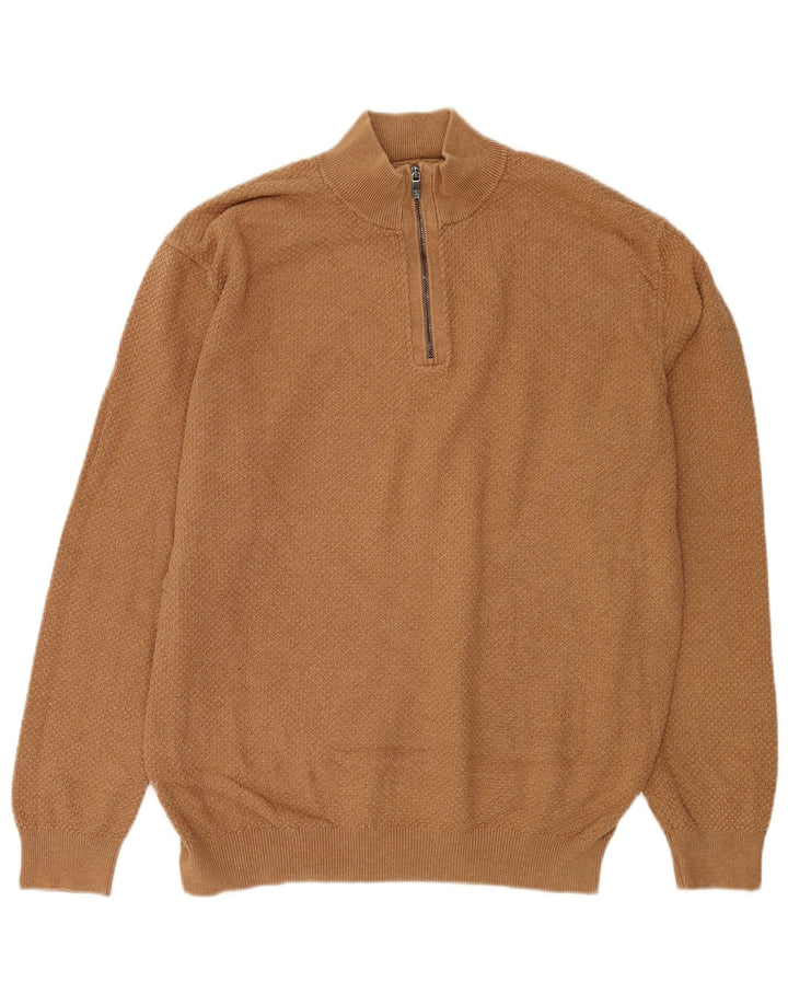 Massimo Dutti Pull col zippé pour homme en coton marron 2XL