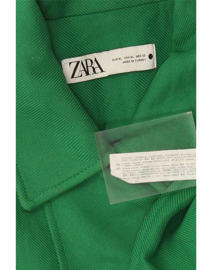 Zara Manteau croisé pour femme UK 18 XL Vert Polyester