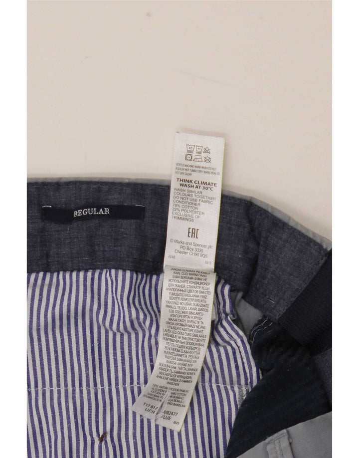 Marks & Spencer Pantalon de costume droit pour homme W34 L29 Bleu Coton
