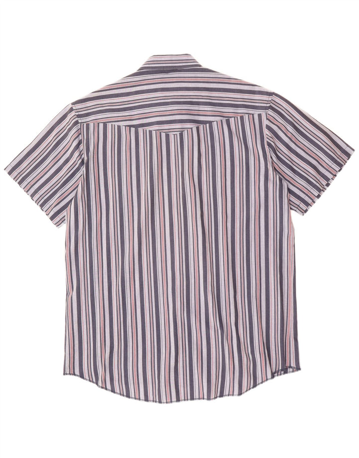 Wrangler Mens Short Sleeve Shirt Size 17 XL Blue Striped