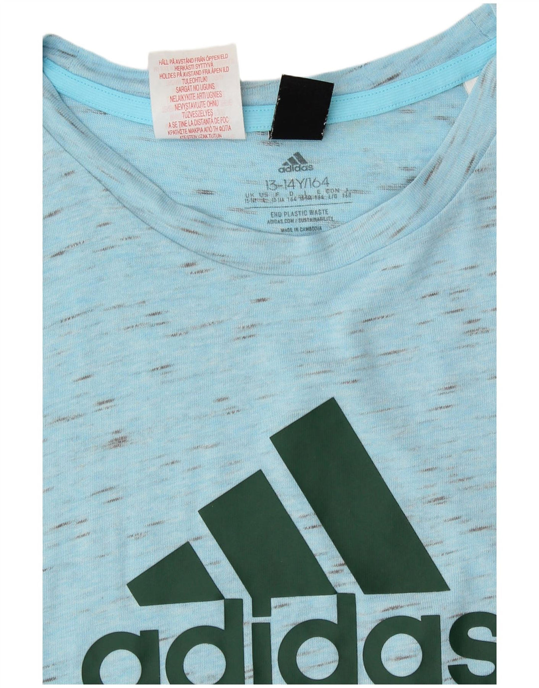 Adidas T-Shirt Graphique Garçon 13-14 ans Bleu Moucheté Coton